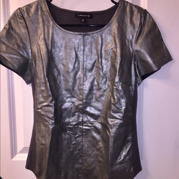 Trouve real leather top, silver, size XS - Picture 3 of 6